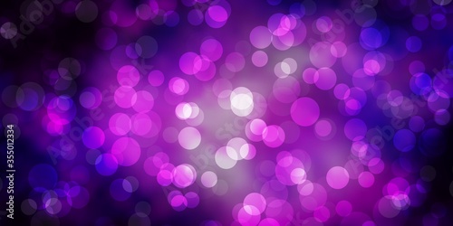 Dark Purple vector layout with circle shapes. Modern abstract illustration with colorful circle shapes. Pattern for wallpapers, curtains.