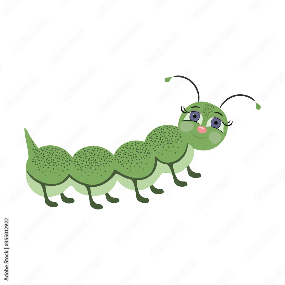 Cute caterpillar vector illustration. Funny cartoon style image for ...
