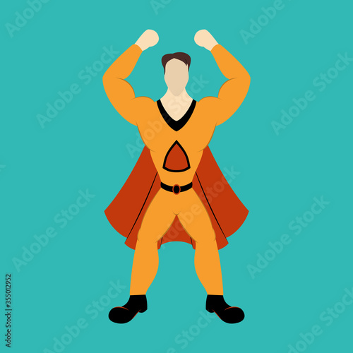 Superhero cartoon icon with superman on background isolated flat illustration