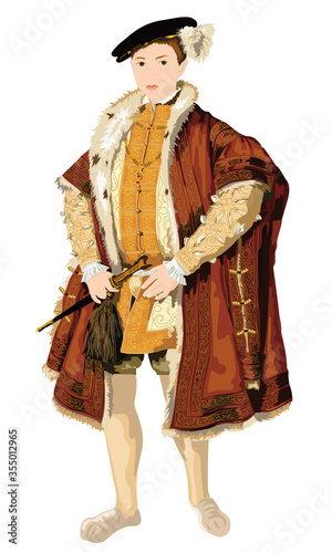 Tudor King Edward VI of England and Ireland Vector