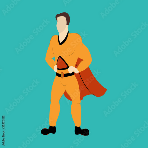 Superhero cartoon icon with superman on background isolated flat illustration