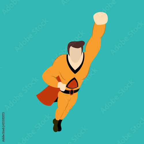 Superhero cartoon icon with superman on background isolated flat illustration photo