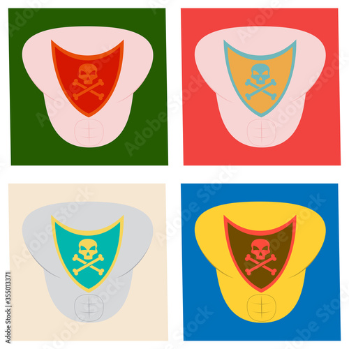 Set of Superhero color flat badges, emblems, logos. Superhero badge icon, power and protect insignia for superhero illustration