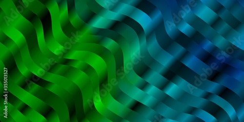 Light Blue, Green vector pattern with wry lines. Bright sample with colorful bent lines, shapes. Template for cellphones.