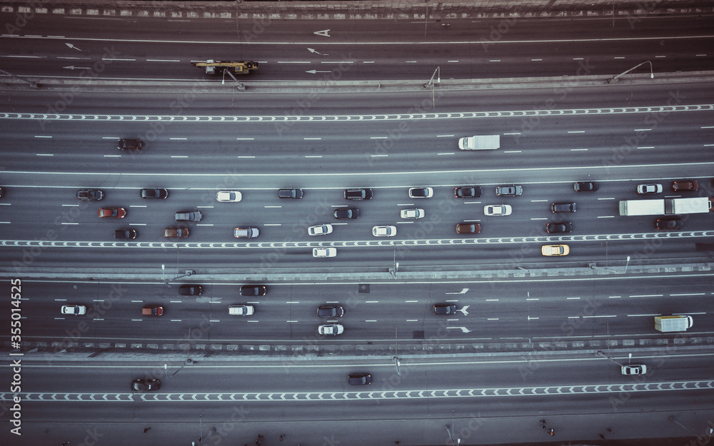 a road junction with cars photographed from the air a road junction with cars photographed from the air