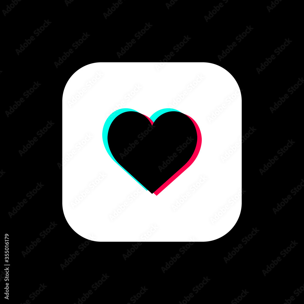 TikTok Heart Icon. Duotone Heart Button. Like. Social Media Vector Illustration On Black Background TikTok Heart Icon. Duotone Heart Button. Like. Social Media Vector Illustration On Black Background