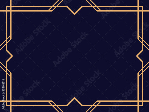 Art deco frame. Vintage linear border. Design a template for invitations, leaflets and greeting cards. The style of the 1920s and 1930s. Vector illustration