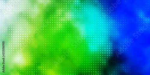 Light Blue, Green vector layout with circle shapes. Colorful illustration with gradient dots in nature style. Pattern for booklets, leaflets.