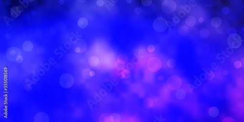 Dark Purple vector backdrop with dots. Illustration with set of shining colorful abstract spheres. Design for posters, banners.