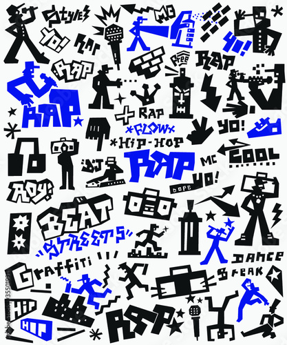 graffiti , rap - icons set , design elements