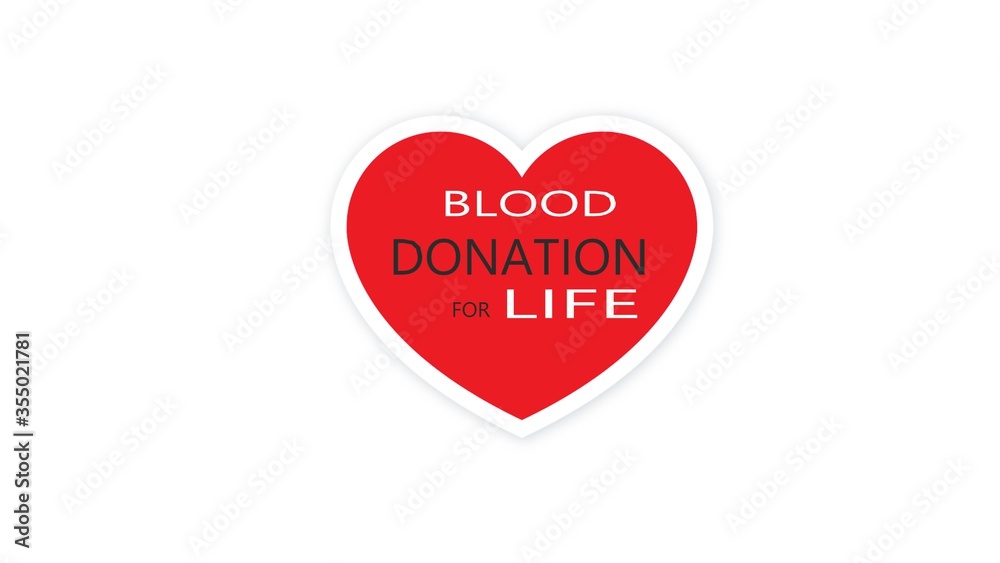 Poster for a blood donation campaign on a red heart. Give blood a safe life. World Blood Donor Day.