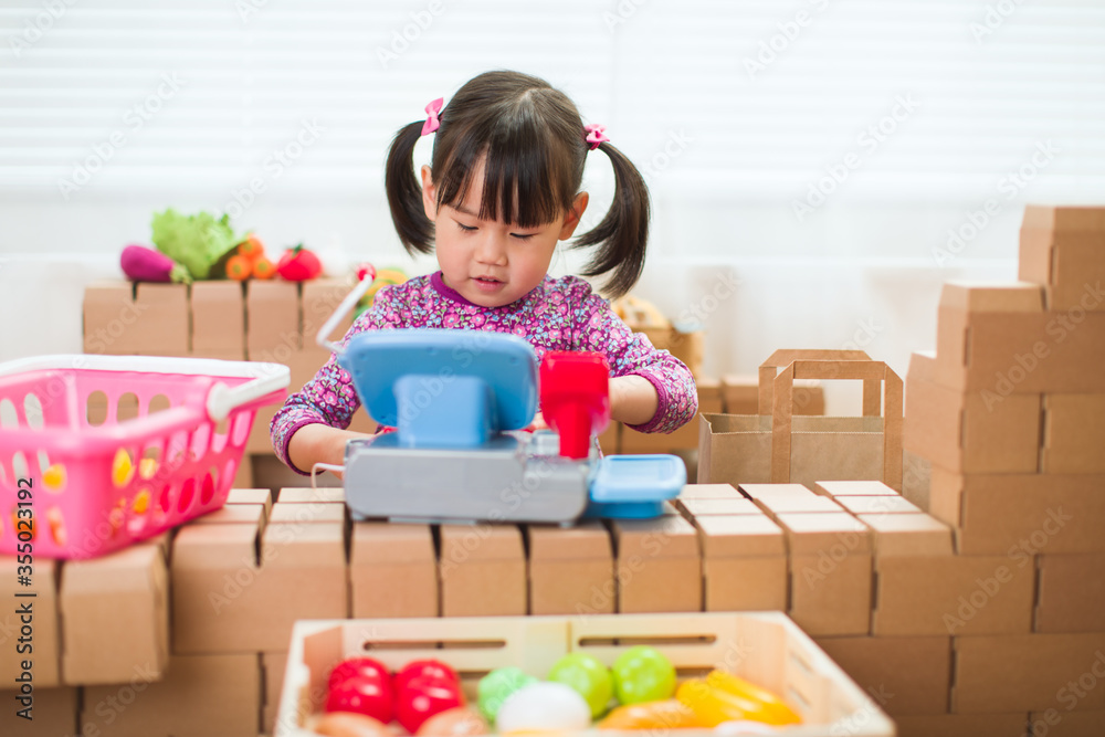 toddler girl pretend play shop keeper at home toddler girl pretend play shop keeper at home