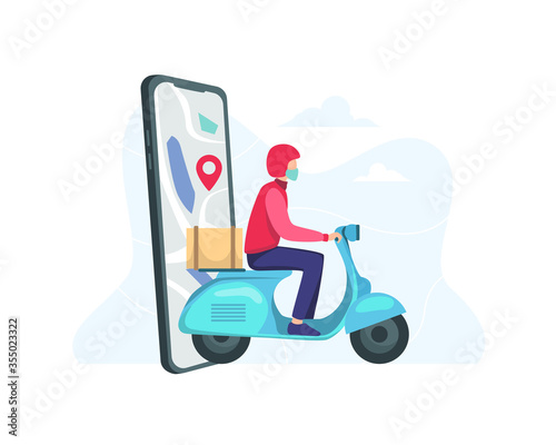 Fast delivery by scooter on mobile