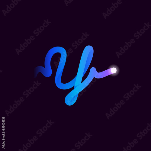 Y letter logo with gradient line and flash dot.