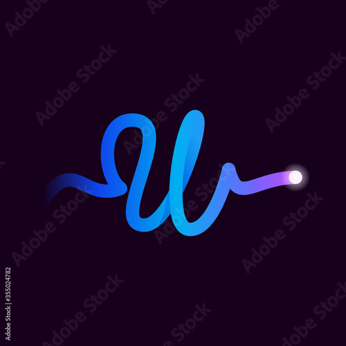 U letter logo with gradient line and flash dot.