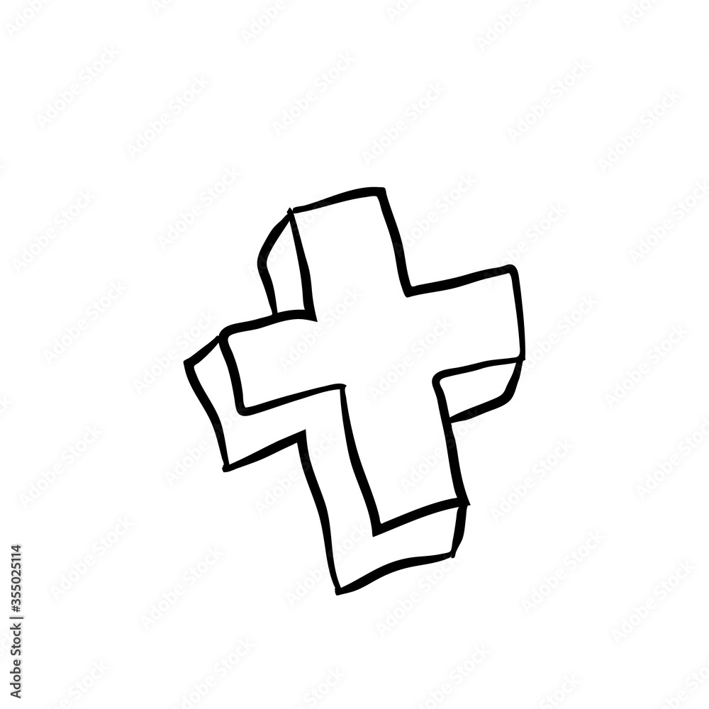 Fototapeta premium line drawing cartoon plus symbol. Vector