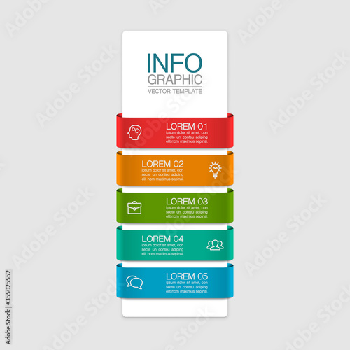 Vector iInfographic template for business, presentations, web design, 5 options. photo