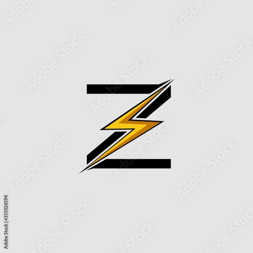 Letter Z Electrical Bolt logo icon. Design concept Abstract techno thunder bolt