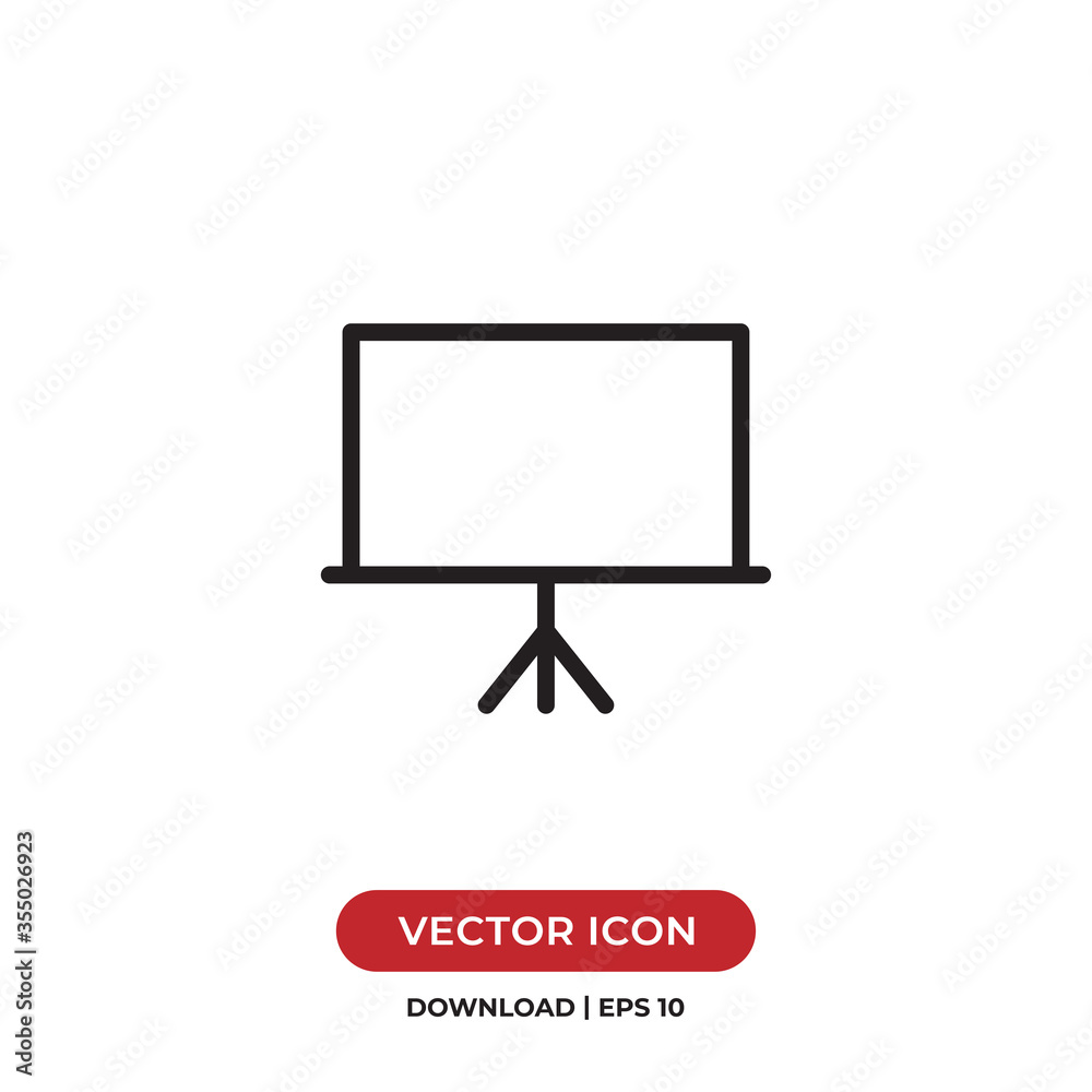 Presentation board icon vector. Whiteboard sign Presentation board icon vector. Whiteboard sign
