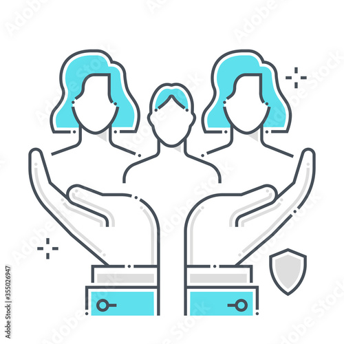 Family protection related color line vector icon, illustration