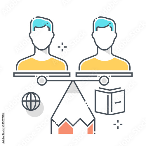 Divorce related color line vector icon, illustration