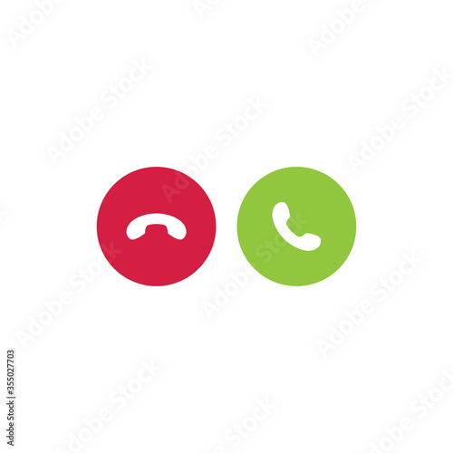 Decline and Accept phone call buttons icon vector. Phone call sign
