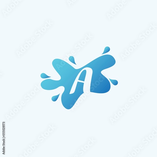 Negative Space A letter logo icon in water splash shape vector design template