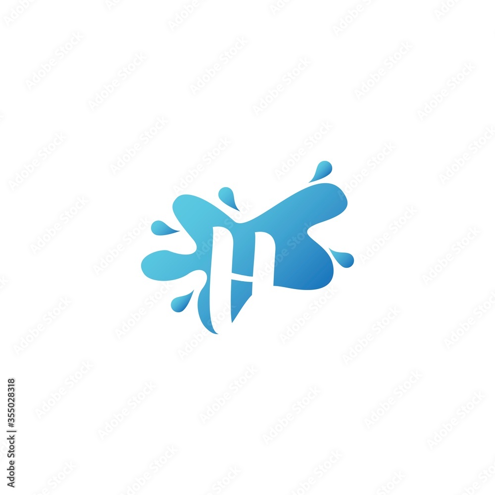 Negative Space H letter logo icon in water splash shape vector design template Negative Space H letter logo icon in water splash shape vector design template