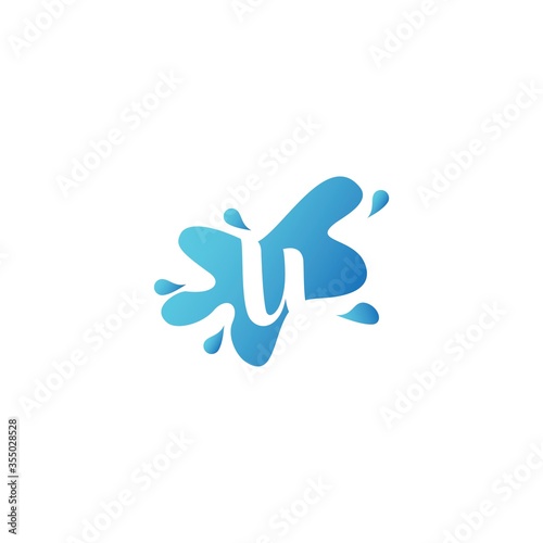 Negative Space U letter logo icon in water splash shape vector design template