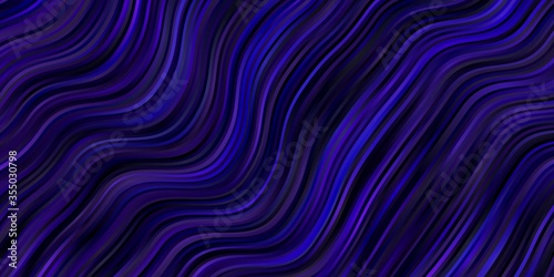 Dark Purple vector backdrop with bent lines. Colorful geometric sample with gradient curves.  Pattern for websites  landing pages.
