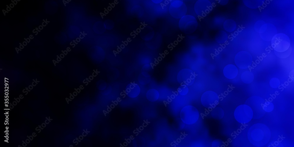 Dark BLUE vector background with spots. Glitter abstract illustration with colorful drops. Pattern for websites.