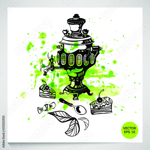 Vector abstract illustration. Samovar.