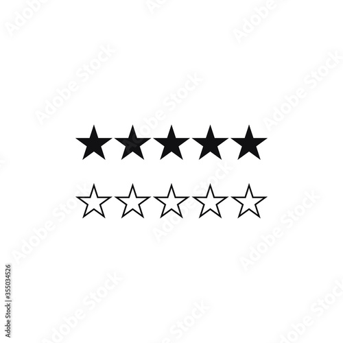 Five star icon vecor. Filled and outline rating stars sign