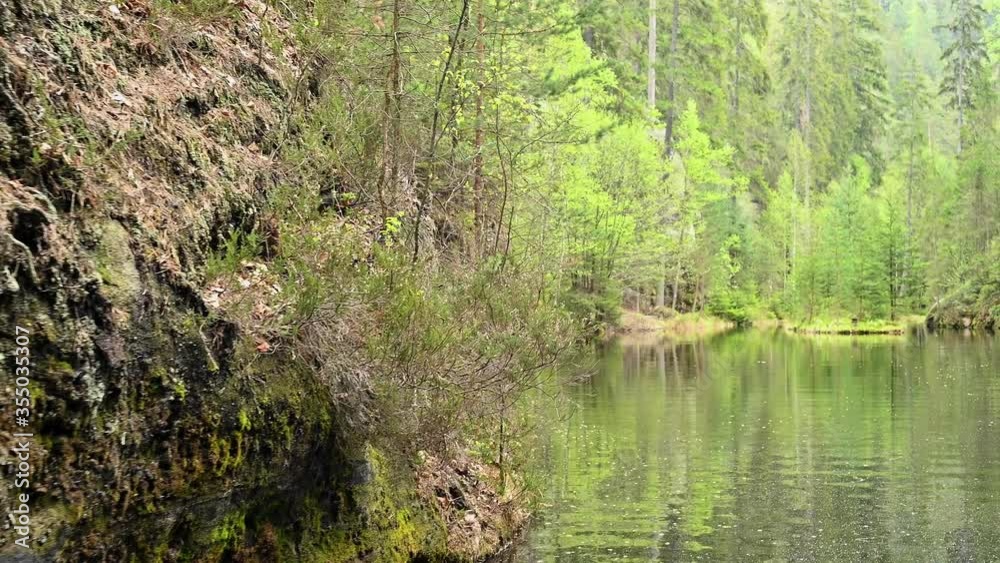 Lake with clear water between rocks in coniferous forest, natural environment, wildlife, nature, Adrspach, Czech republic Lake with clear water between rocks in coniferous forest, natural environment, wildlife, nature, Adrspach, Czech republic