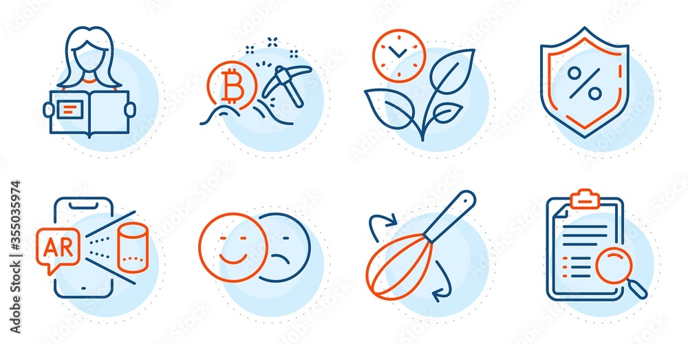 Leaves, Search analysis and Bitcoin mining signs. Woman read, Augmented reality and Loan percent line icons set. Cooking whisk, Like symbols. Girl studying, Phone simulation. Business set. Vector Leaves, Search analysis and Bitcoin mining signs. Woman read, Augmented reality and Loan percent line icons set. Cooking whisk, Like symbols. Girl studying, Phone simulation. Business set. Vector