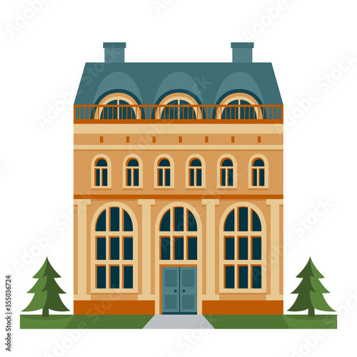 Urban architecture in flat style. Vector illustration of a city building