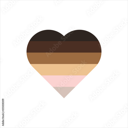 Heart shape with racial colors icon. Vector Illustration