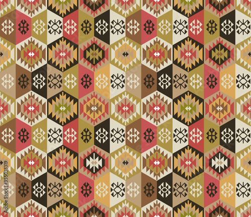 Turkish kilim pattern. Colorful tribal vintage design. 