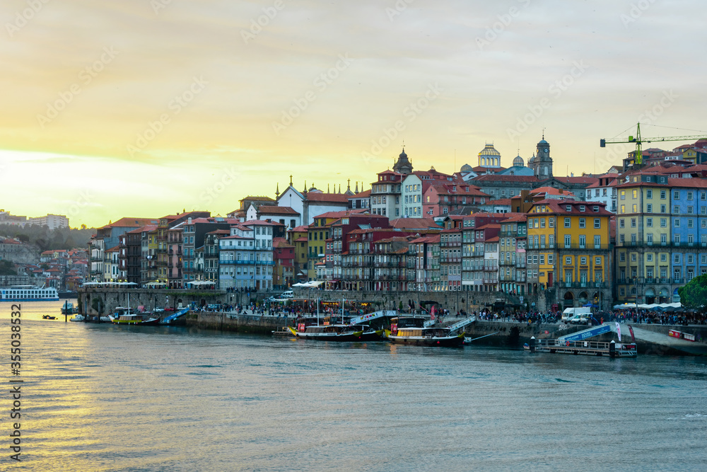 porto old town at sunset portugal