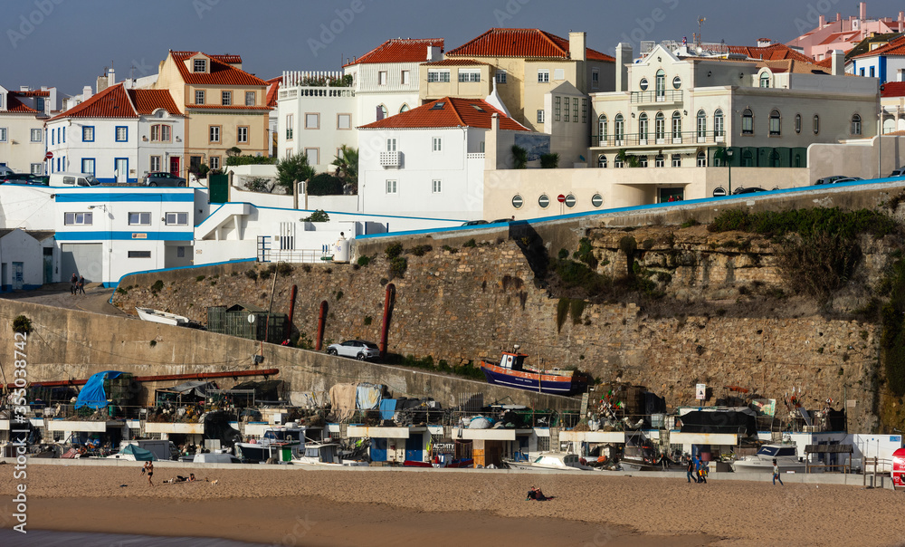 view of the surf town of ericeira portugal