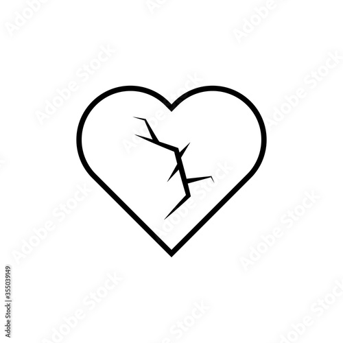 Black and white sign, vector symbol Icon broken heart