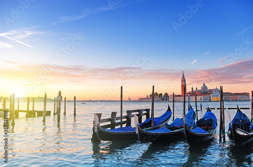 Gondolas in Venice Italy © waku