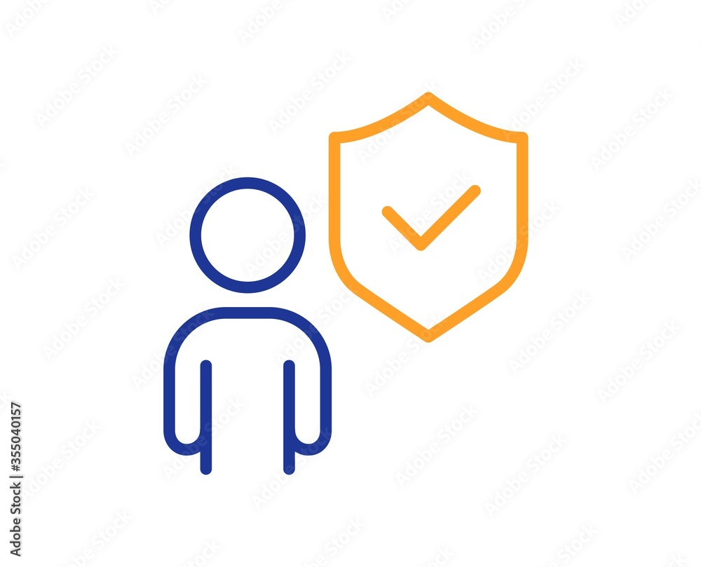 Security shield line icon. Body guard sign. Private protection symbol. Colorful thin line outline concept. Linear style security icon. Editable stroke. Vector Security shield line icon. Body guard sign. Private protection symbol. Colorful thin line outline concept. Linear style security icon. Editable stroke. Vector
