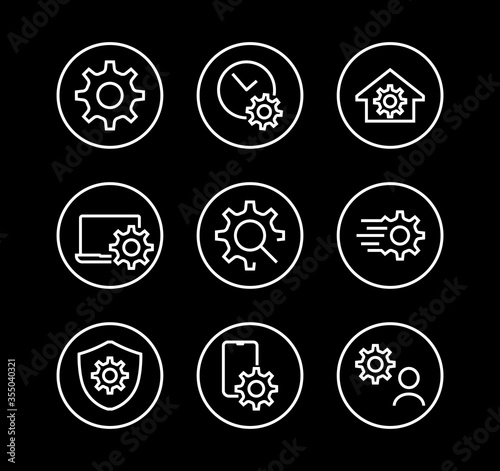 A simple set of settings and options related to Vector Line Icons. Contains icons such as set time, business, phone, and more. Editable Stroke.. 480x480