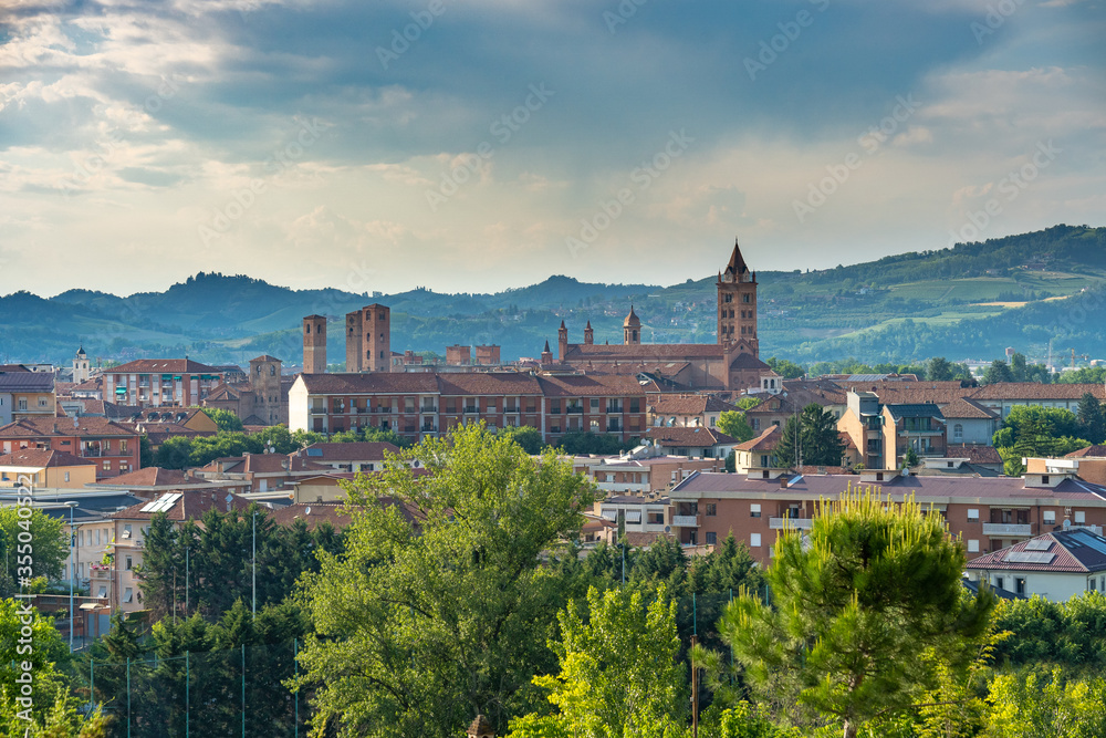 Alba town, province of Cuneo, Piedmont, Italy. City famous for truffle and Barolo wine. Langhe wine region 