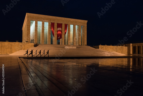 Ankara, Turkey - May 21, 2016: Anitkabir is the mausoleum of the founder of Turkish Republic, Mustafa Kemal Ataturk. Anitkabir is one of the historic places that Turkish people visit frequently. photo