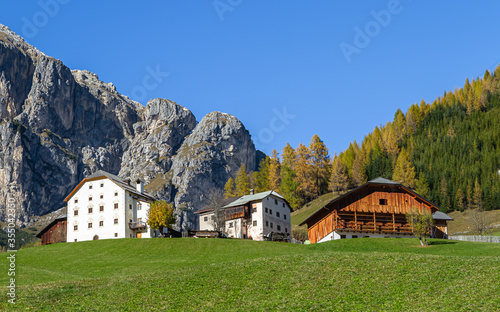Mountain village of Calfosch in Dolomites at Val Badia in South Tyrol photo