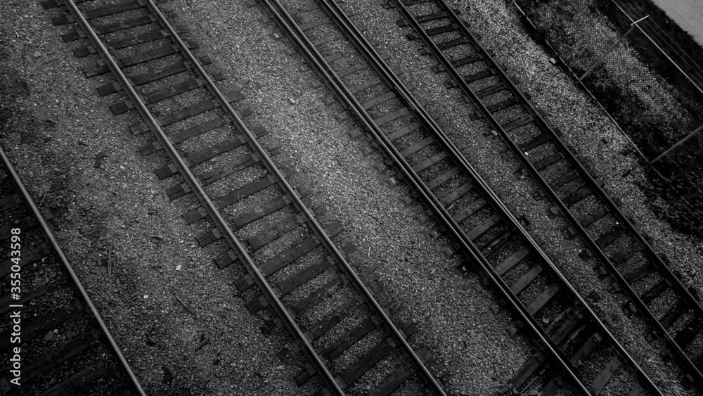 railroad black and white background