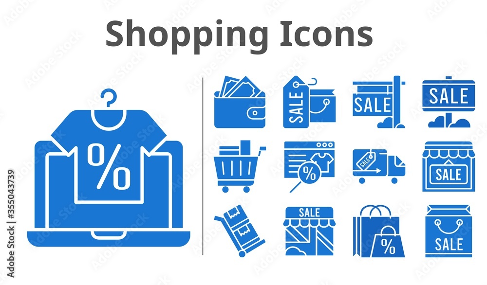 shopping icons set. included shopping bag, online shop, sale, shop, wallet, shopping cart, delivery truck, trolley icons. filled styles. shopping icons set. included shopping bag, online shop, sale, shop, wallet, shopping cart, delivery truck, trolley icons. filled styles.