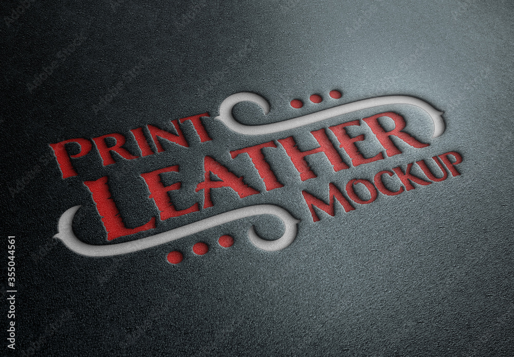 Debossed Text Effect on Leather Mockup Stock Template Adobe Stock